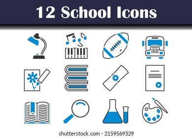 School Icon Set. Editable Bold Outline With Color Fill Design. Vector Illustration.