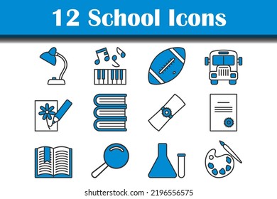 School Icon Set. Editable Bold Outline With Color Fill Design. Vector Illustration.