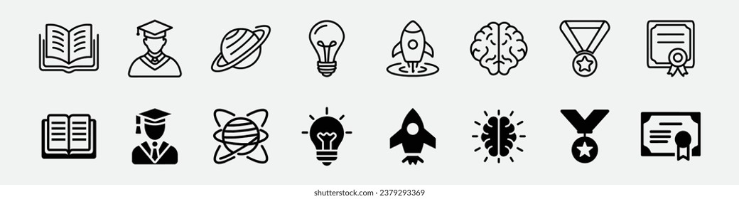 School icon set, education icon set, Education icons set. education material icon,  Learning icons for web and mobile app. knowledge, study, school, university
