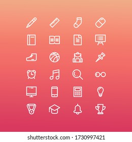 Conjunto de iconos de escuela con estilo geométrico