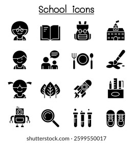 School icon set in glyph style