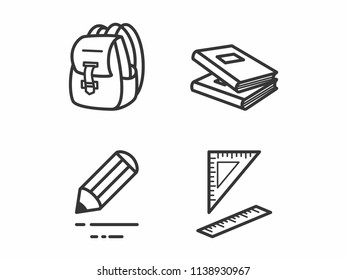 School Icon Set Line