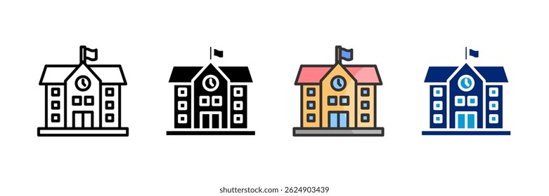 School Icon Set Multiple Style Collection