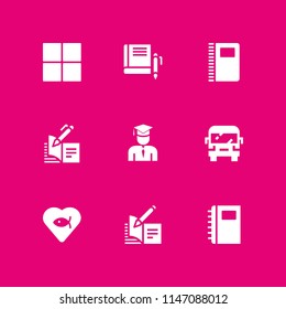 school icon set. notebook, graduate and grid vector icon for graphic design and web