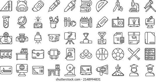 school icon set on transparent background