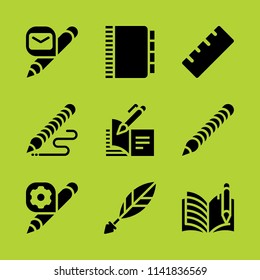 school icon set. With open book, pencil and notebook  vector icons for graphic design and web