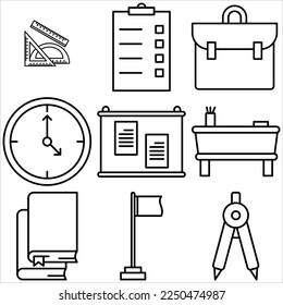 School icon set outline style part four