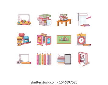 school icon set pack, High Quality variety symbols Vector illustration