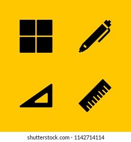 school icon set. pen, grid and ruler vector icon for graphic design and web
