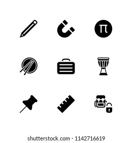 school icon set. pencil, backpack and briefcase vector icon for graphic design and web