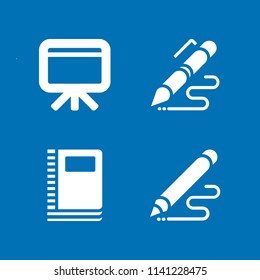 school icon set. With pencil, notebook and pen  vector icons for graphic design and web