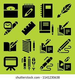 school icon set. With pencil, notebook and open book  vector icons for graphic design and web