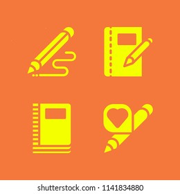 school icon set. With pencil, pencil and notebook  vector icons for graphic design and web