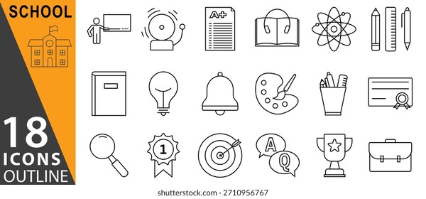 School icon set perfect for back to school projects, learning materials, and educational resources with a modern and clean design.