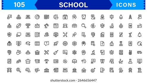 School Icon Set Representing Education, Classroom, Teacher, Student, and Learning in a Simple, Professional, and Marketable Vector Style