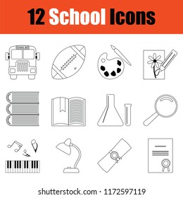 School icon set. Thin Line design. Vector illustration.