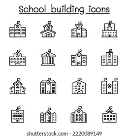 School icon set in thin line style