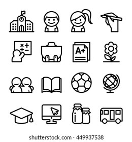 School icon set in thin line style