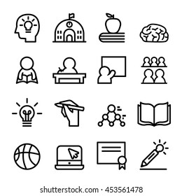 School icon set in thin line style