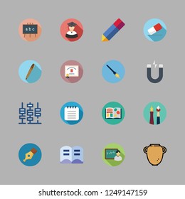 school icon set. vector set about hebrew, pencil, abacus and pen icons set.