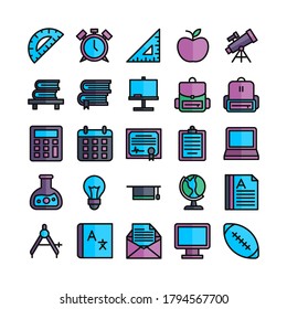 School icon set vector flat line for website, mobile app, presentation, social media. Suitable for user interface and user experience.
