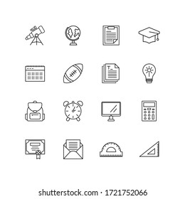  school icon set. vector graphic in white background.
