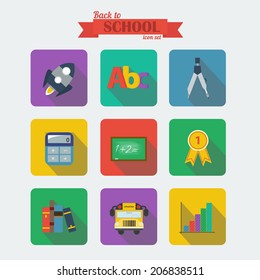 School icon set. Vector Illustration