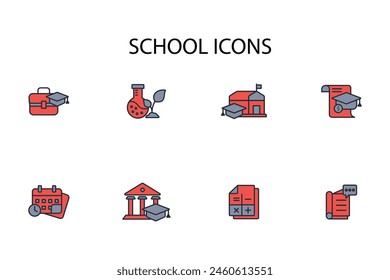 School icon set.vector.Editable stroke.linear style sign for use web design,logo.Symbol illustration.