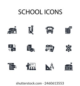 School icon set.vector.Editable stroke.linear style sign for use web design,logo.Symbol illustration.