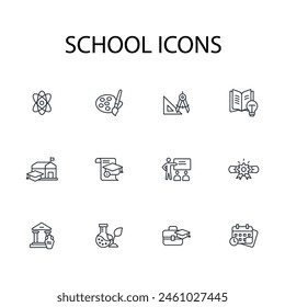 School icon set.vector.Editable stroke.linear style sign for use web design,logo.Symbol illustration.