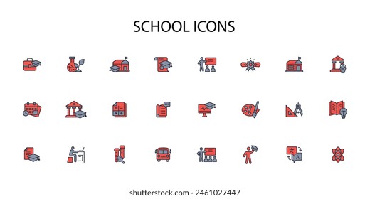 School icon set.vector.Editable stroke.linear style sign for use web design,logo.Symbol illustration.