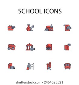 School icon set.vector.Editable stroke.linear style sign for use web design,logo.Symbol illustration.
