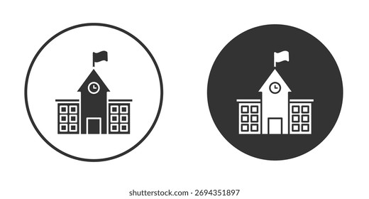 Icono de la escuela. Simple Ilustración vectorial. Conjunto de iconos de silueta.