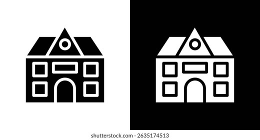 school icon in solid flat trendy design style.