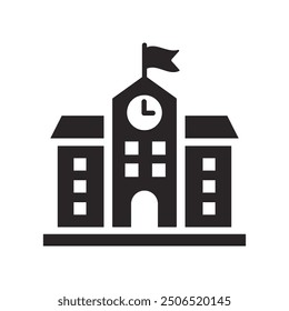 School icon in solid style. Vector illustration.