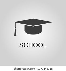 School icon. School symbol. Flat design. Stock - Vector illustration