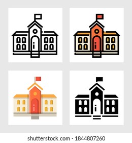 school icon vector design in filled, thin line, outline and flat style.