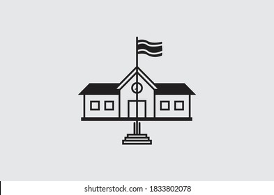 School icon vector design and logo stamp, landmark line icon. linear style sign for mobile concept and web design.