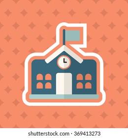 School icon , Vector flat long shadow design.In education concept.