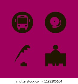 school icon. school vector icons set teacher, school bell, school bus and pen ink