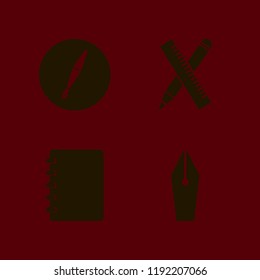school icon. school vector icons set notebook, ruler and pencil and fountain pen