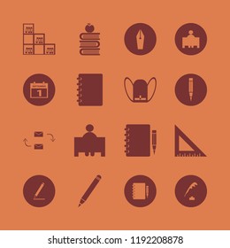 school icon. school vector icons set books and apple, bookcase, first september calendar and teacher