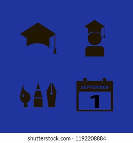 school icon. school vector icons set graduaded student, drawing painting tools, first september calendar and graduation hat