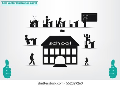 School icon vector illustration eps10. Isolated badge for website or app - stock infographics