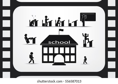 School icon vector illustration eps10. Isolated badge for website or app - stock infographics