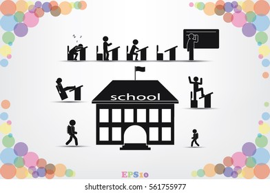 School icon vector illustration eps10. Isolated badge for website or app - stock infographics.