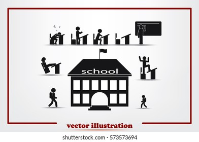 School icon vector illustration eps10. Isolated badge for website or app - stock infographics.