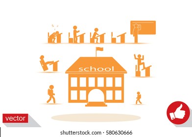 School icon vector illustration eps10. Isolated badge for website or app - stock infographics