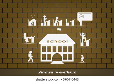 School icon vector illustration eps10. Isolated badge for website or app - stock infographics.