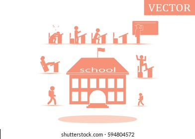 School icon vector illustration eps10. Isolated badge for website or app - stock infographics.